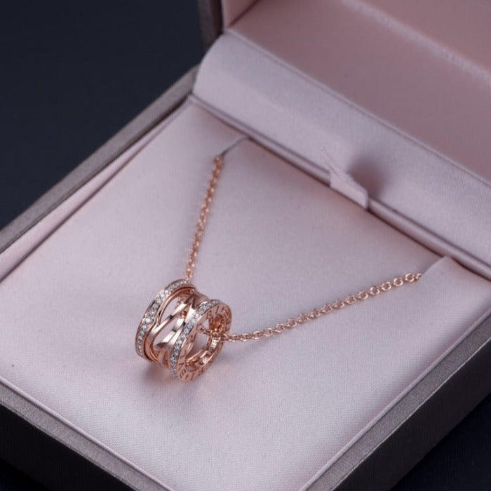 Bvlgari Zero 1 Pink Gold Cubic Zirconia Open Necklace