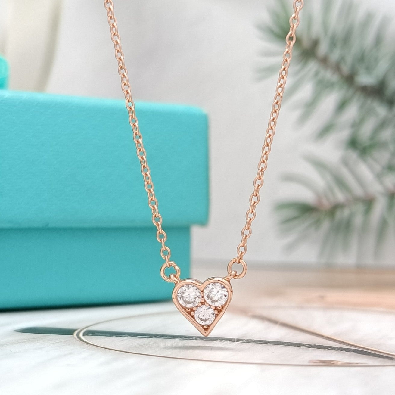 Tiffany Heart 3 Cubic Zirconia Pendant Necklace