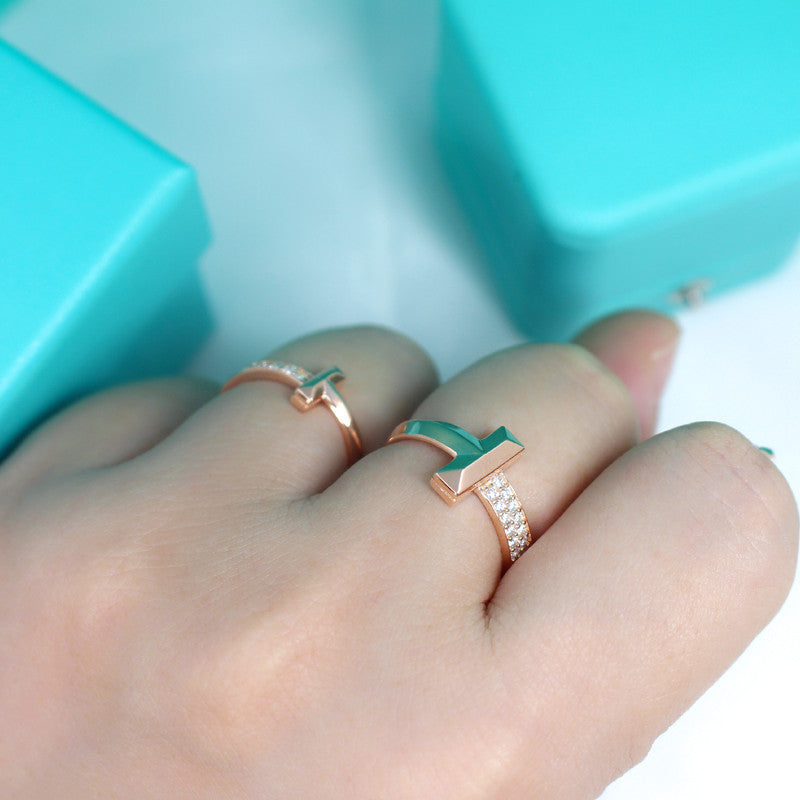 Tiffany T1 Narrow Cubic Zirconia Pink Gold Ring