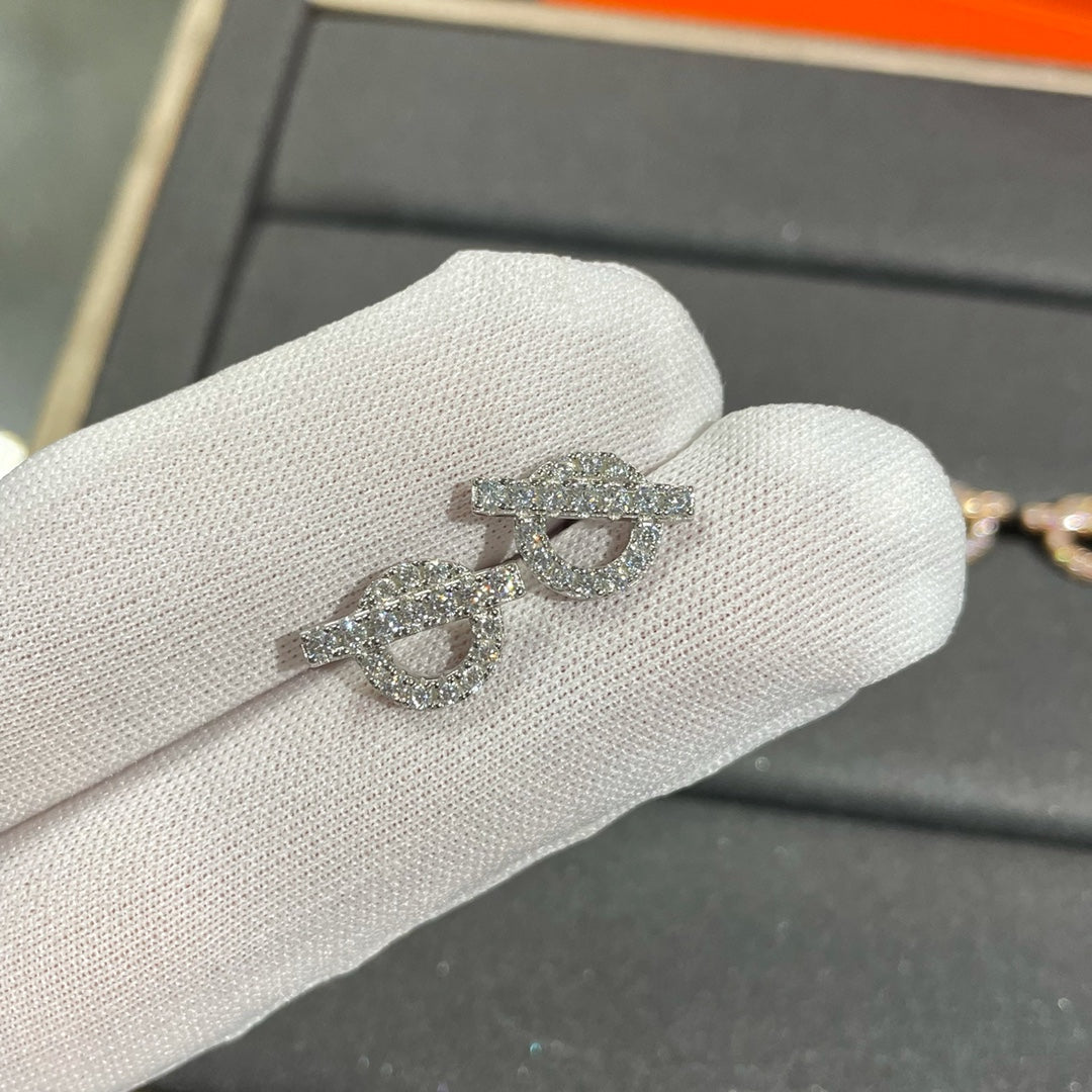 Hermes Echappee Mini Cubic Zirconia Stud Earrings