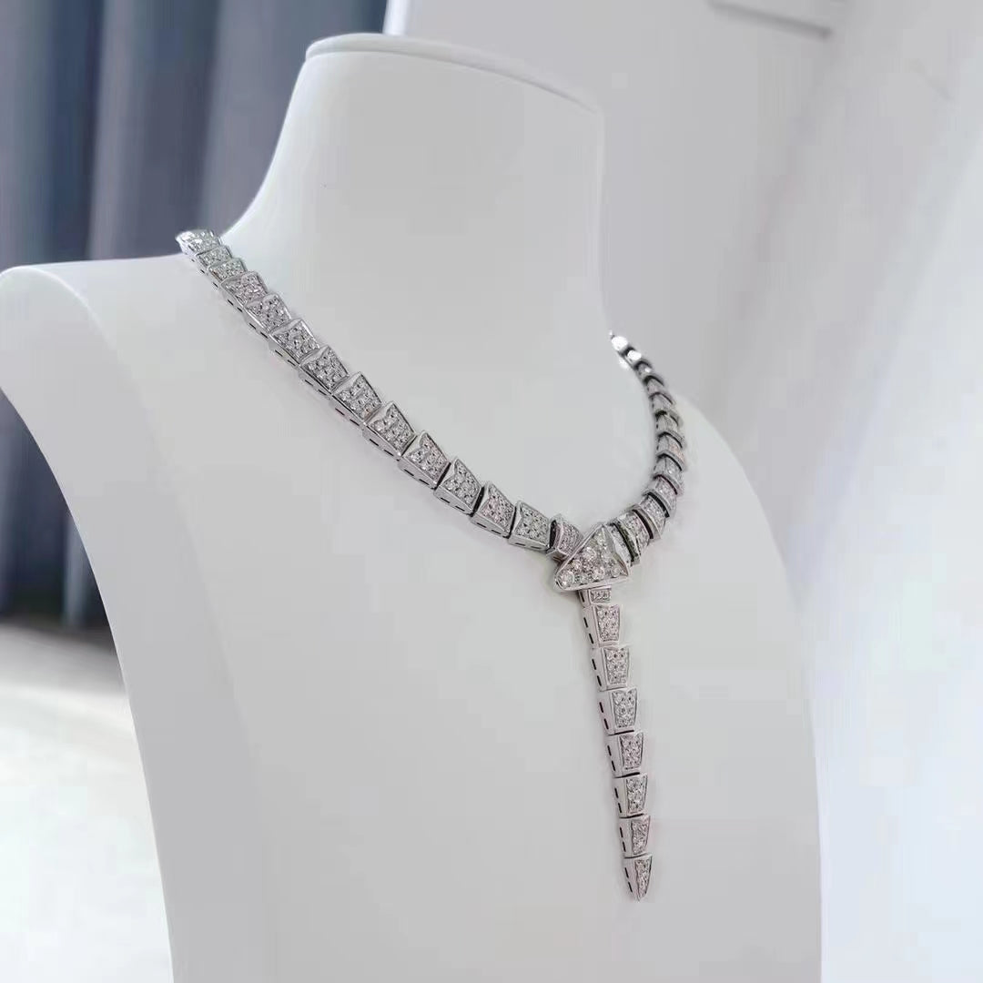 Bvlgari Serpenti Silver Cubic Zirconia Necklace