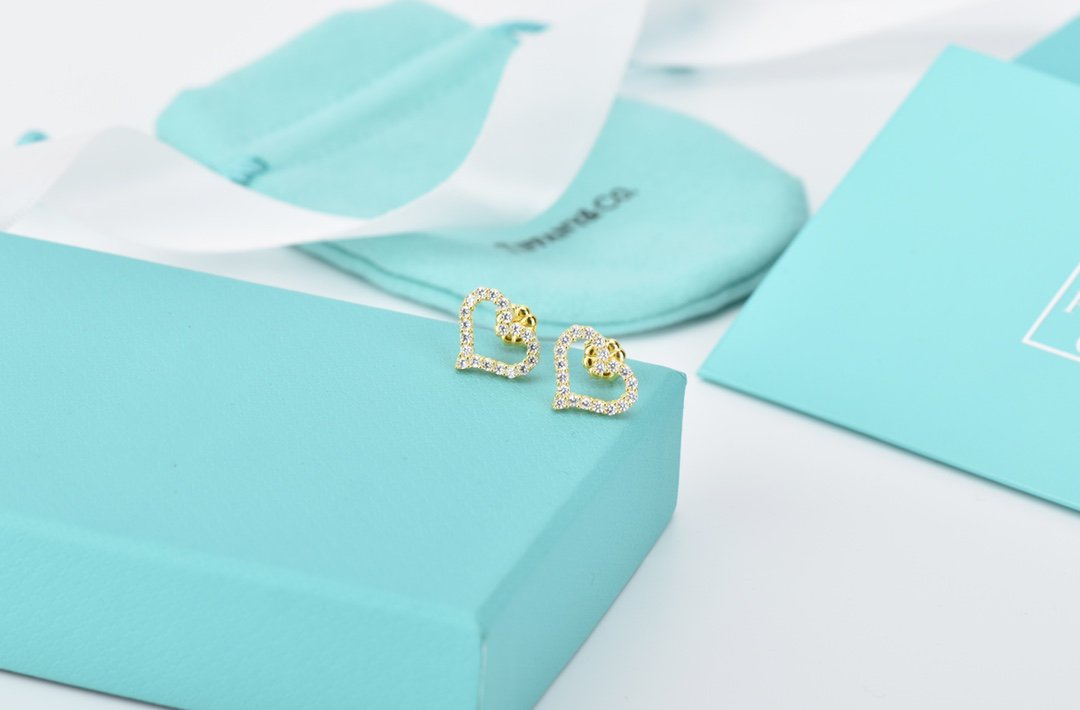 Tiffany Open Heart Stud Cubic Zirconia Earrings