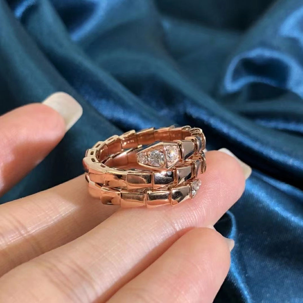 Bvlgari Serpenti Double Row Diamond Ring