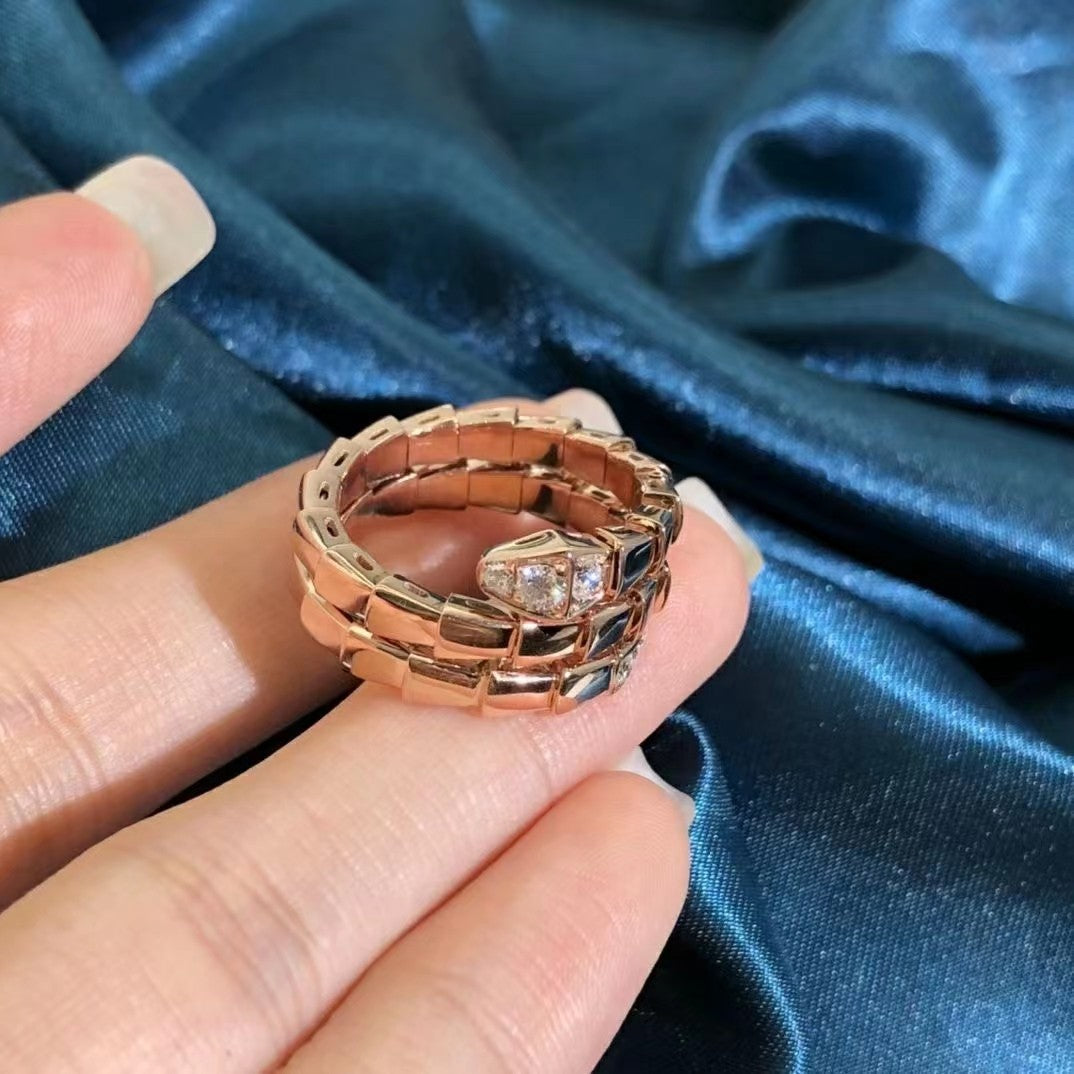 Bvlgari Serpenti Double Row Diamond Ring