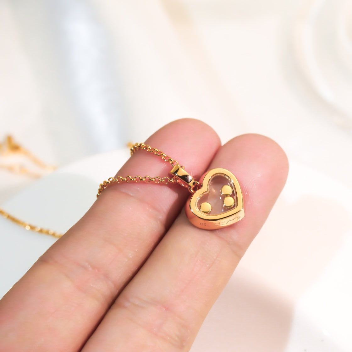 Chopard Heart Pendant Cubic Zirconia Pink Gold Necklace