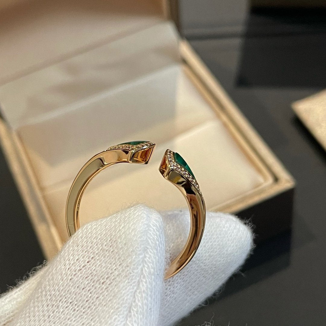 Bvlgari Dream Malachite Cubic Zirconia Open Ring