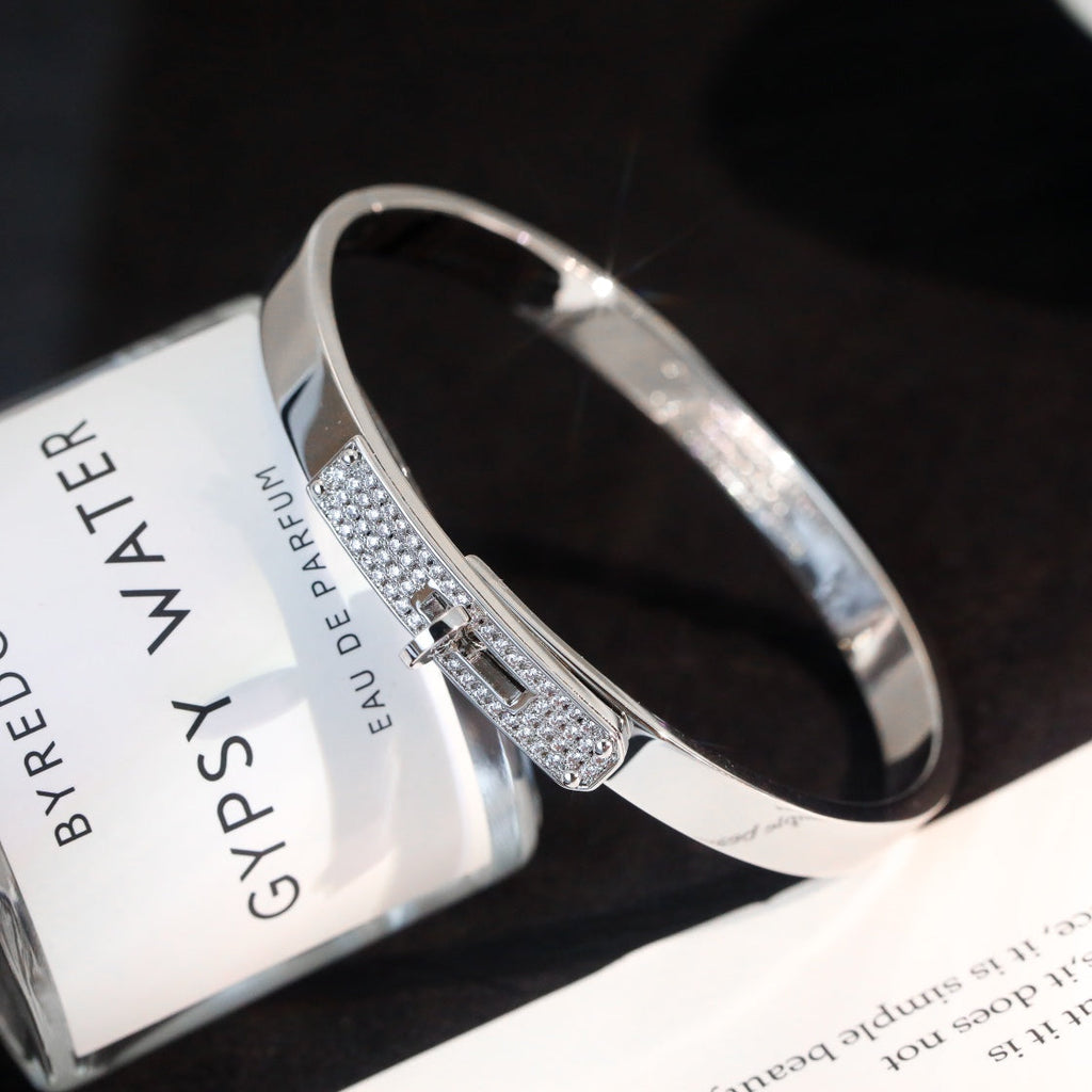 Hermes Kelly Silver Cubic Zirconia Bracelet