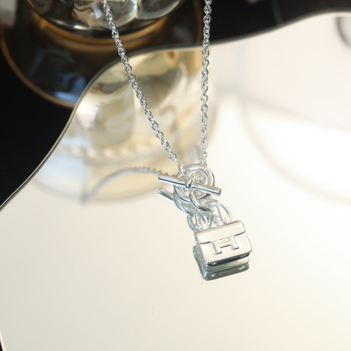 Hermes Pop H Pendant Silver Necklace
