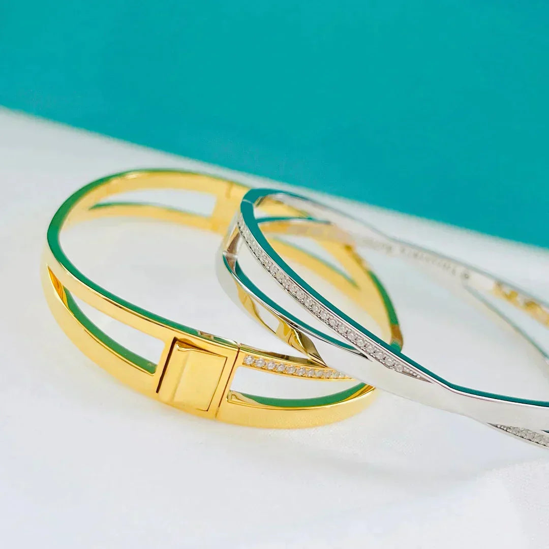 Tiffany Narrow Hinged Banglein with Cubic Zirconia Small