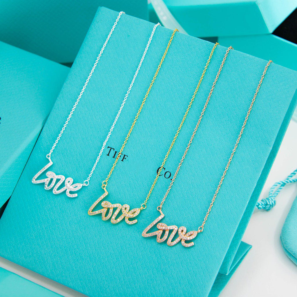 Tiffany Paloma S Graffiti Love Necklace Cubic Zirconia