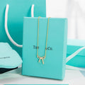 Tiffany Ribbon Necklace Bow Pendant Cubic Zirconia Charm Chain