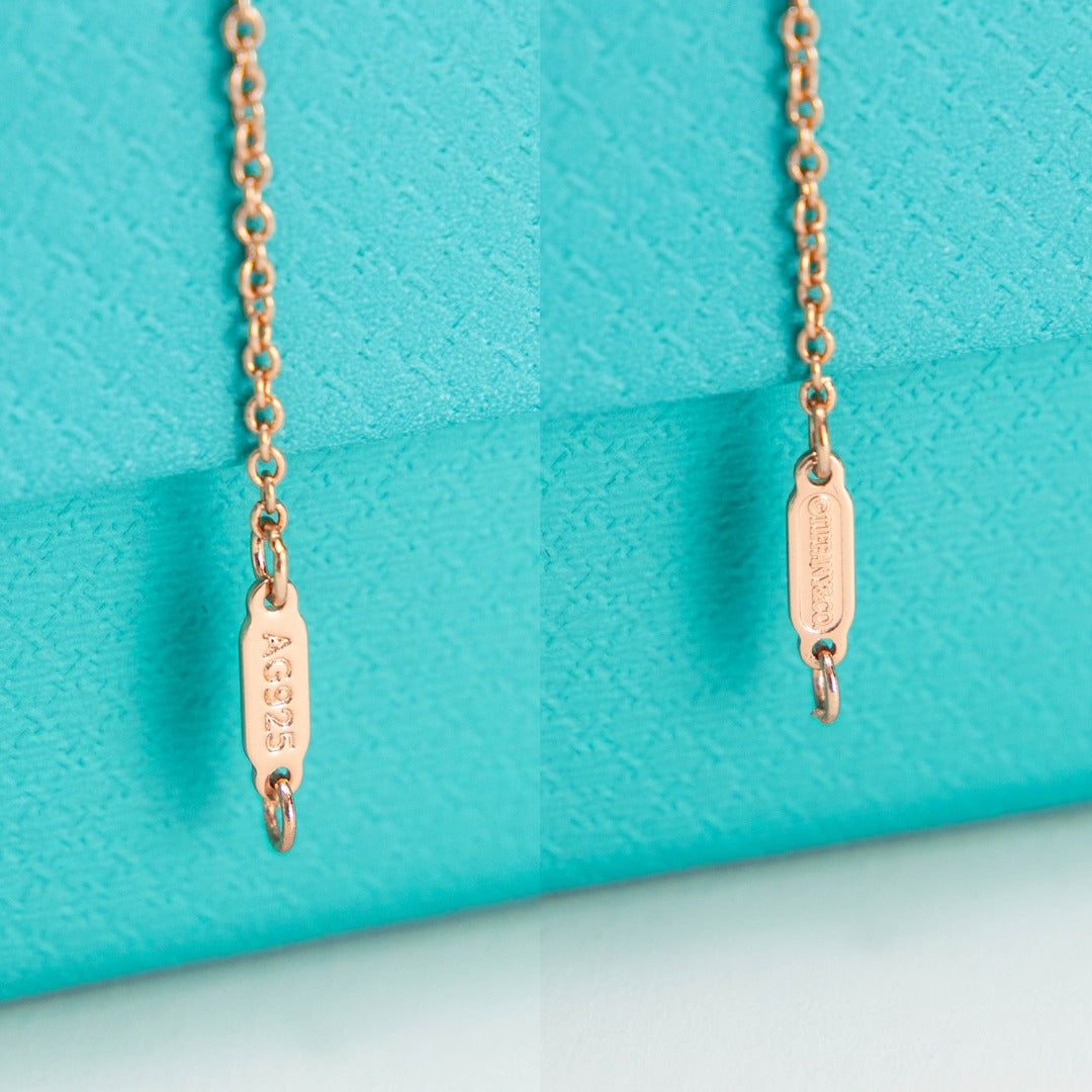 Tiffany Ribbon Necklace Bow Pendant Cubic Zirconia Charm Chain