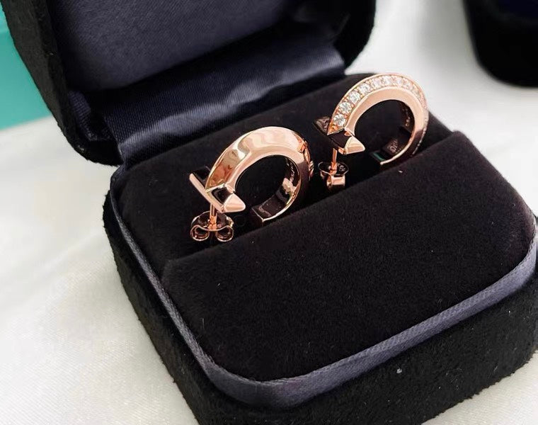 Tiffany Hoop Earrings in Rose Gold with Cubic Zirconia