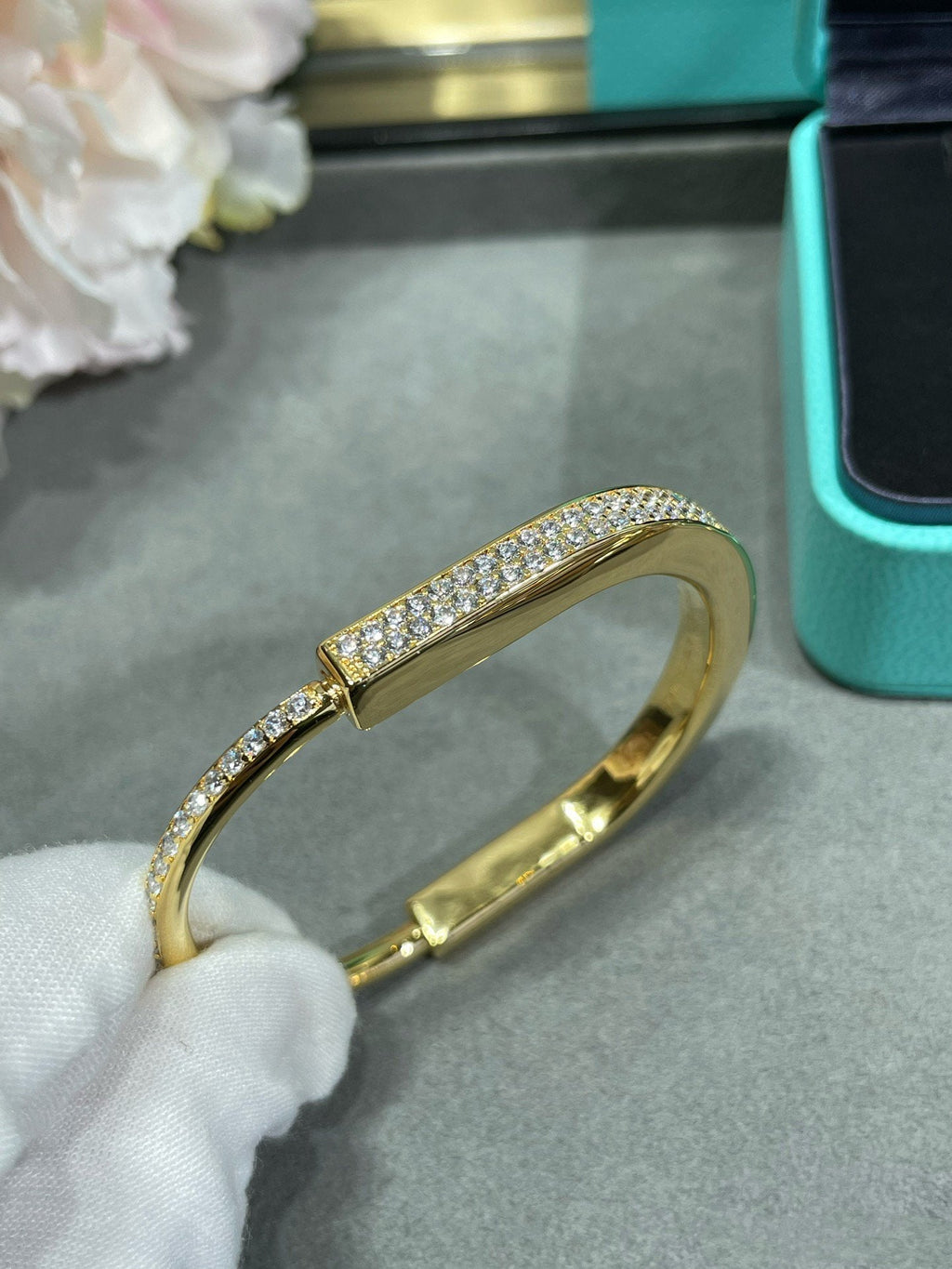 Tiffany Lock Bracelet Cubic Zirconia Paved
