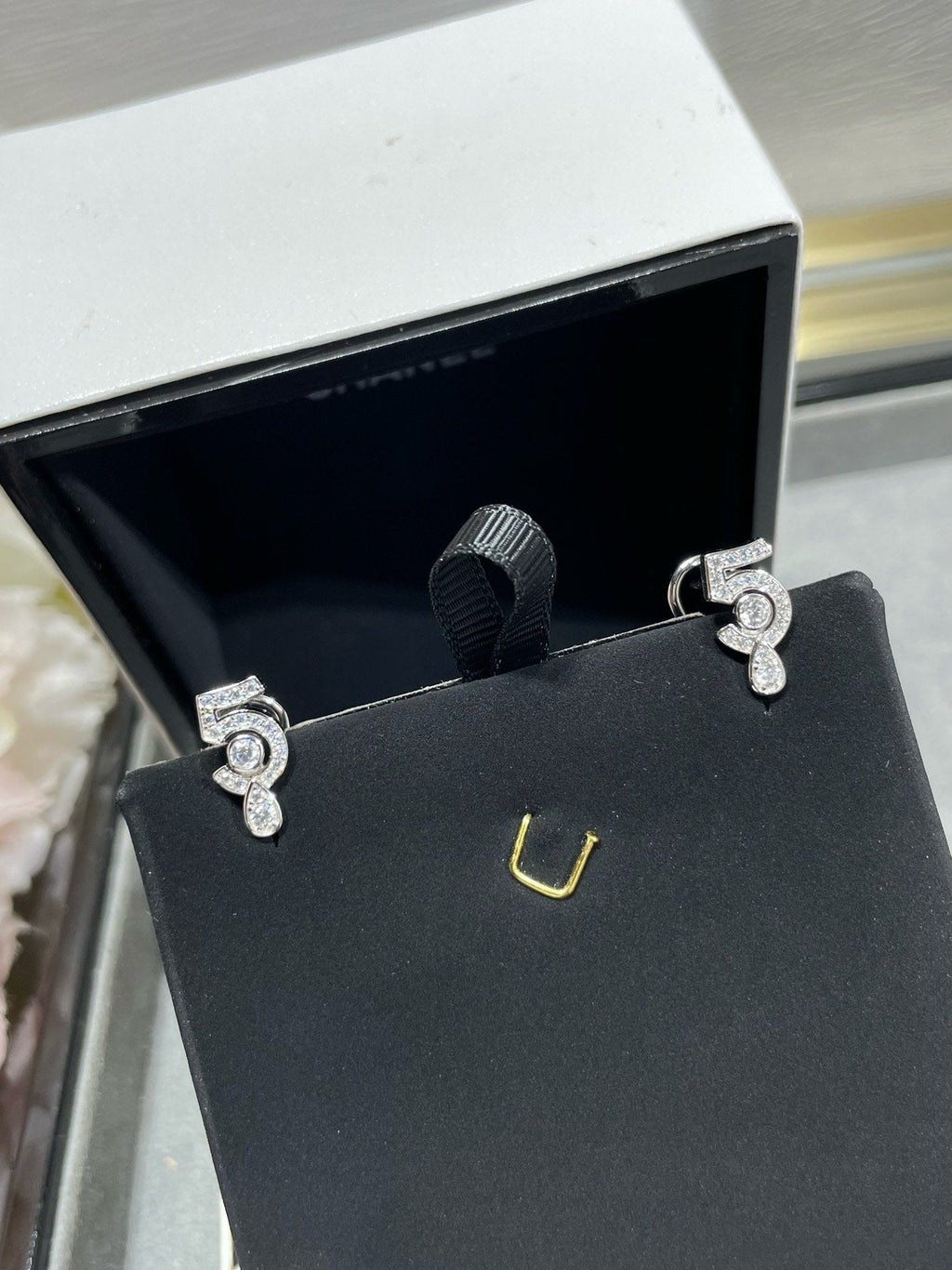 Chanel No5 Cubic Zirconia Stud Earrings