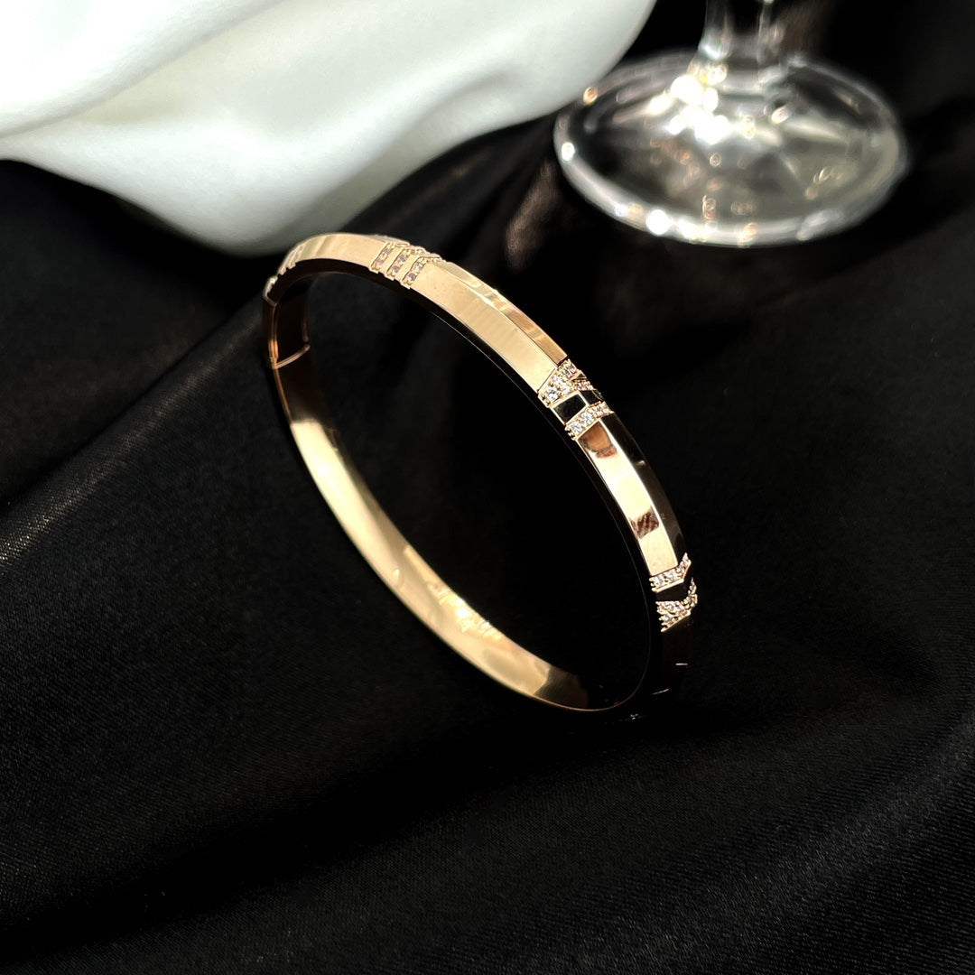 Tiffany Atlas Bracelet 6MM Cubic Zirconia Pink Gold