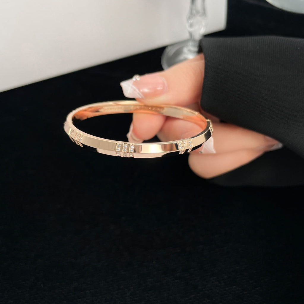 Tiffany Atlas Bracelet 6MM Cubic Zirconia Pink Gold