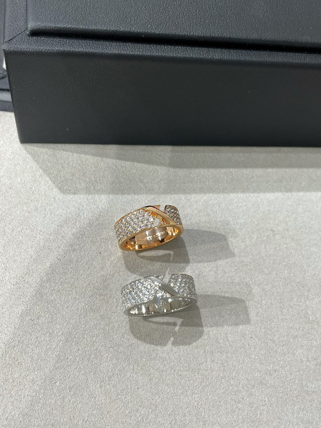 Chaumet Liens Evidence Pink Gold Cubic Zirconia Paved Ring
