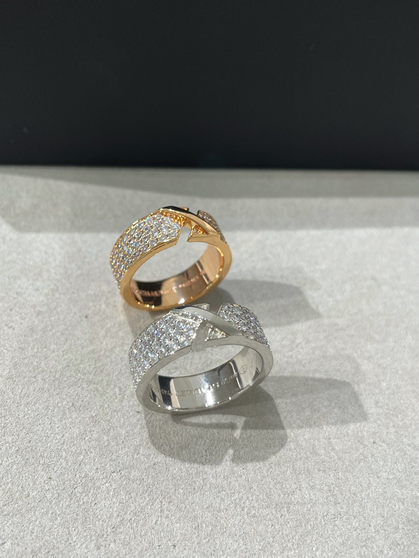 Chaumet Liens Evidence Pink Gold Cubic Zirconia Paved Ring
