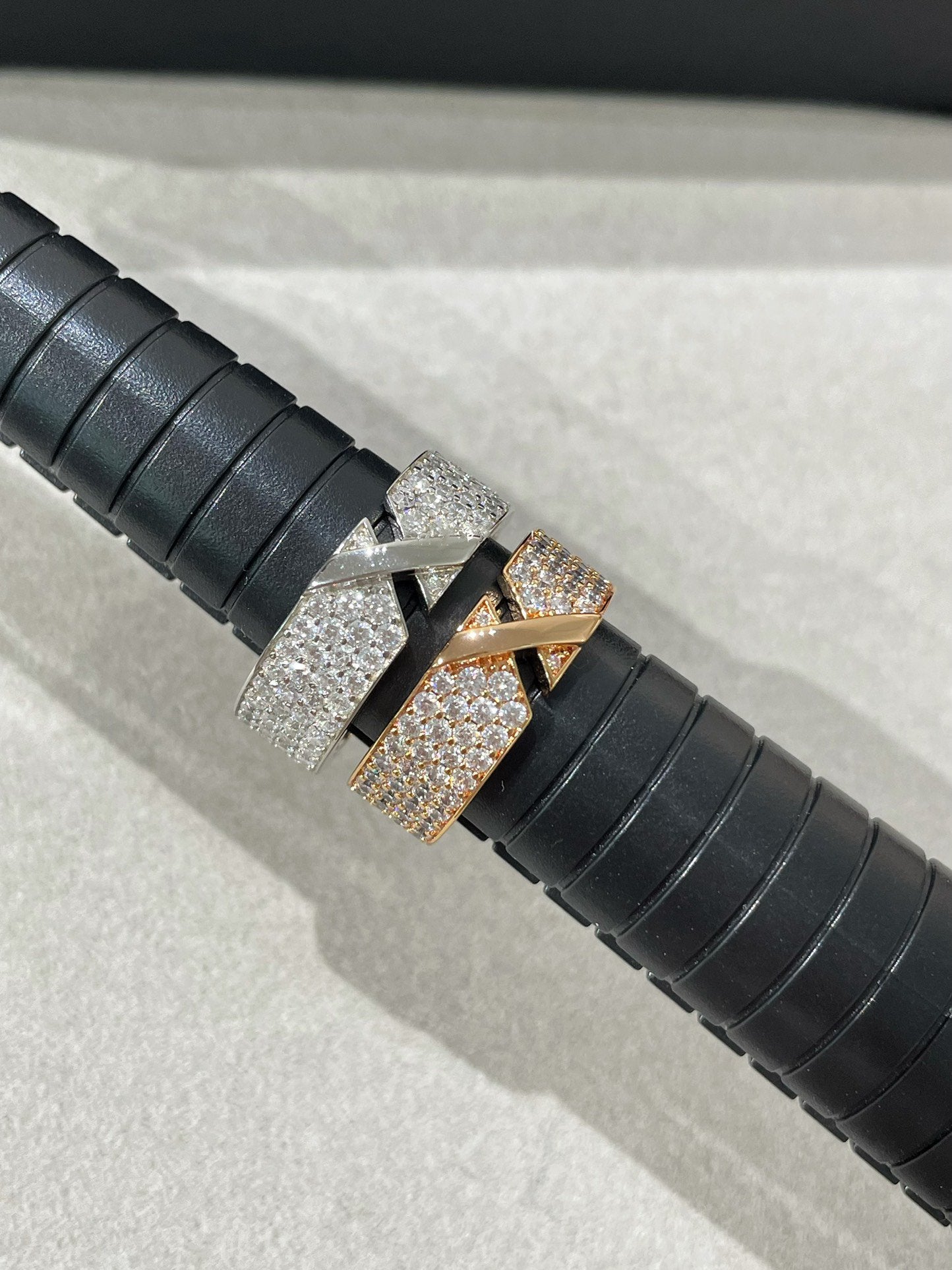 Chaumet Liens Evidence Pink Gold Cubic Zirconia Paved Ring