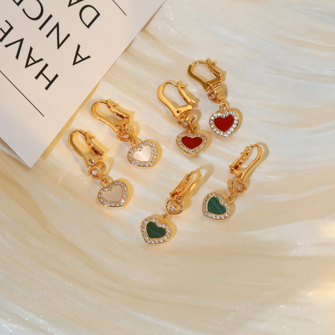 Chopard Happy Heart Cubic Zirconia Pink Gold Earrings