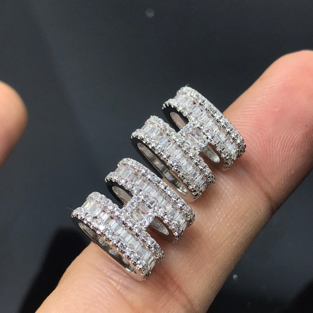 Hermes Clic H Silver Cubic Zirconia Earrings