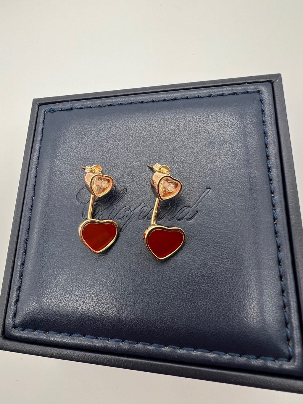 Chopard Happy Heart Pink Gold Drop Earrings