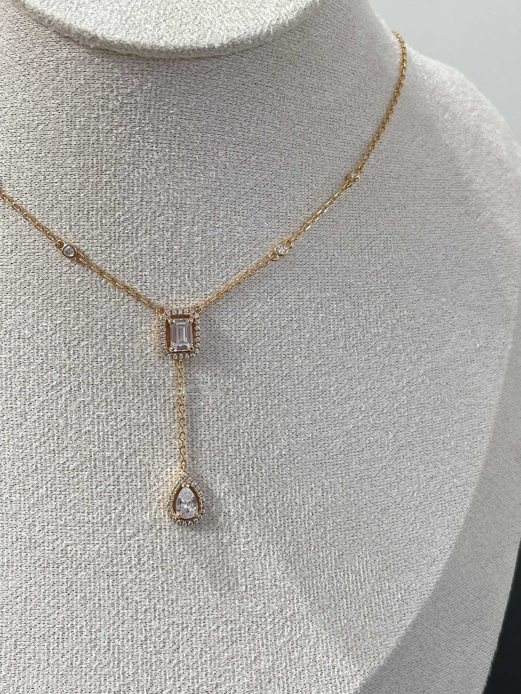 Messika My Twin Cubic Zirconia Pink Gold Tie Necklace