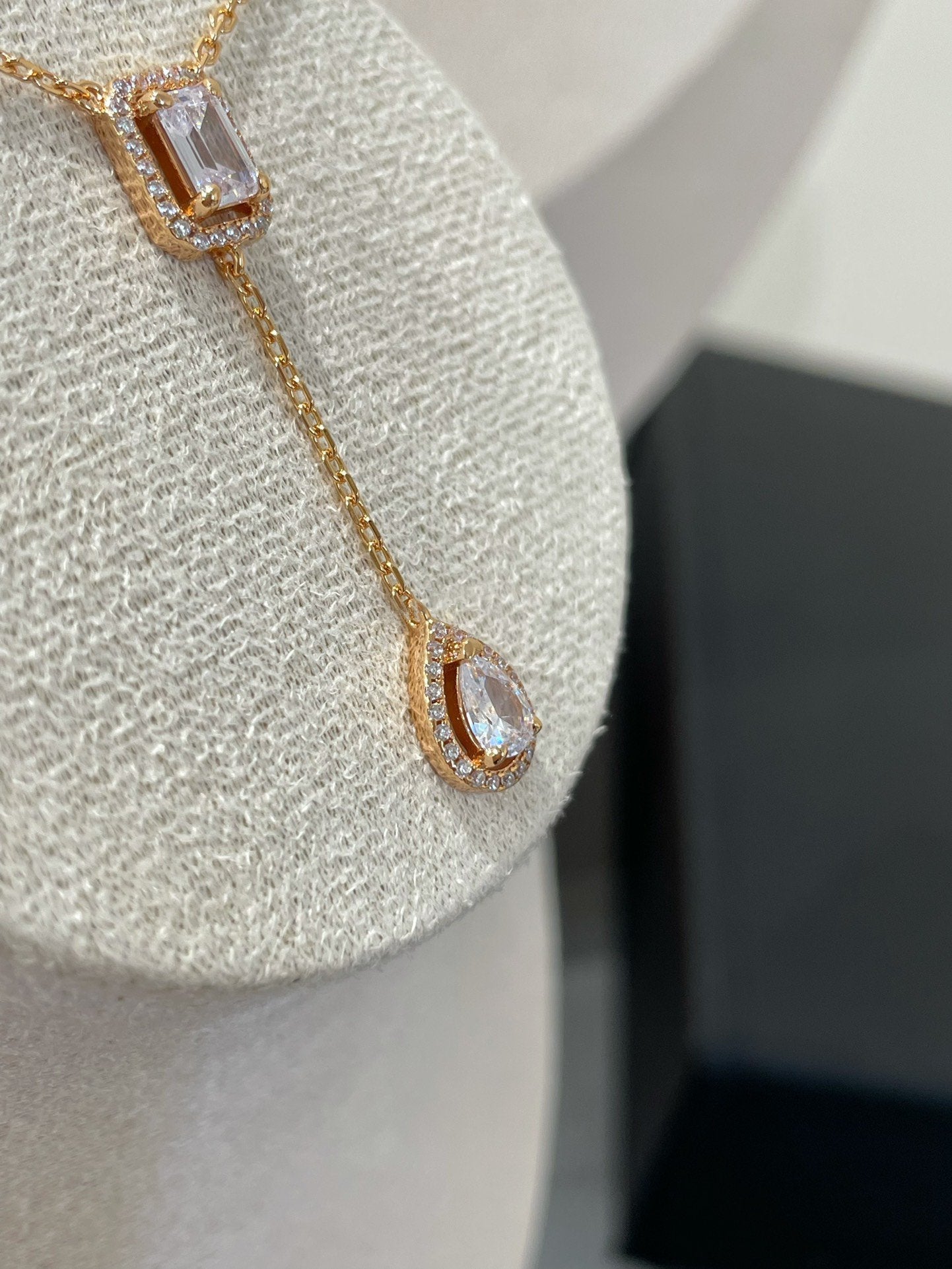 Messika My Twin Cubic Zirconia Pink Gold Tie Necklace