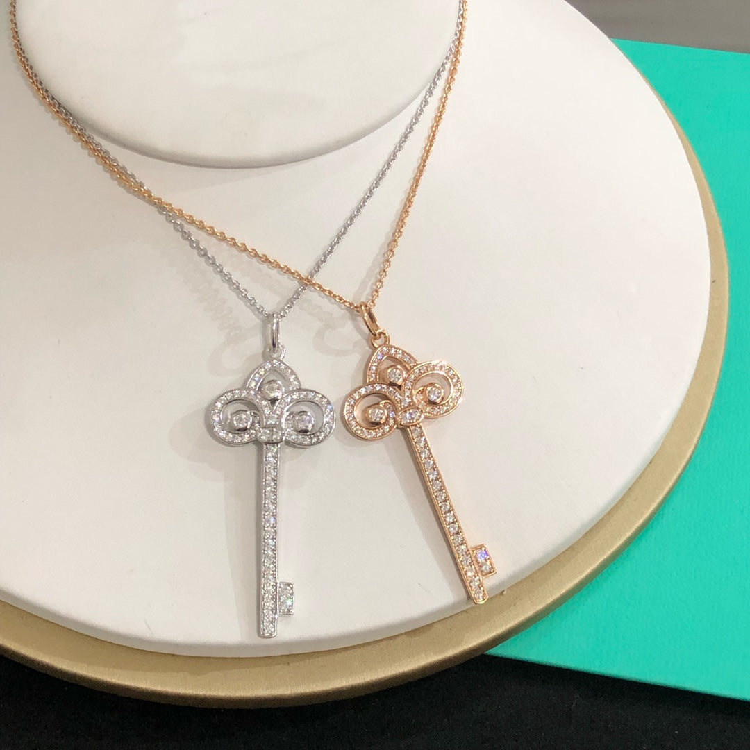 Tiffany Fleur Key Cubic Zirconia Necklace