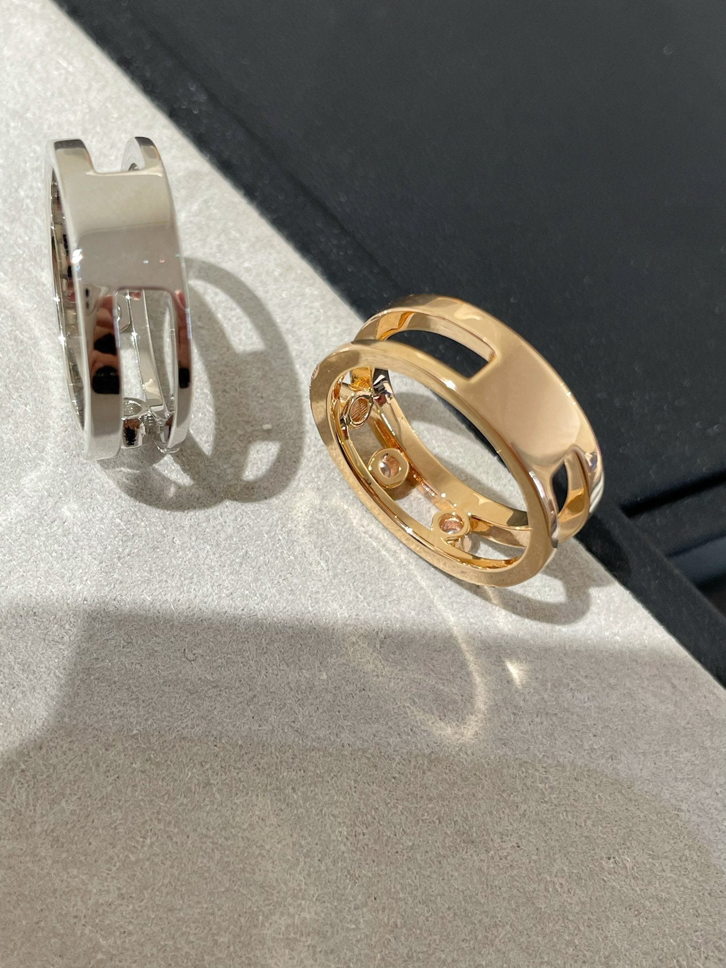 Messika Move Romane Pink Gold and Silver Cubic Zirconia Ring