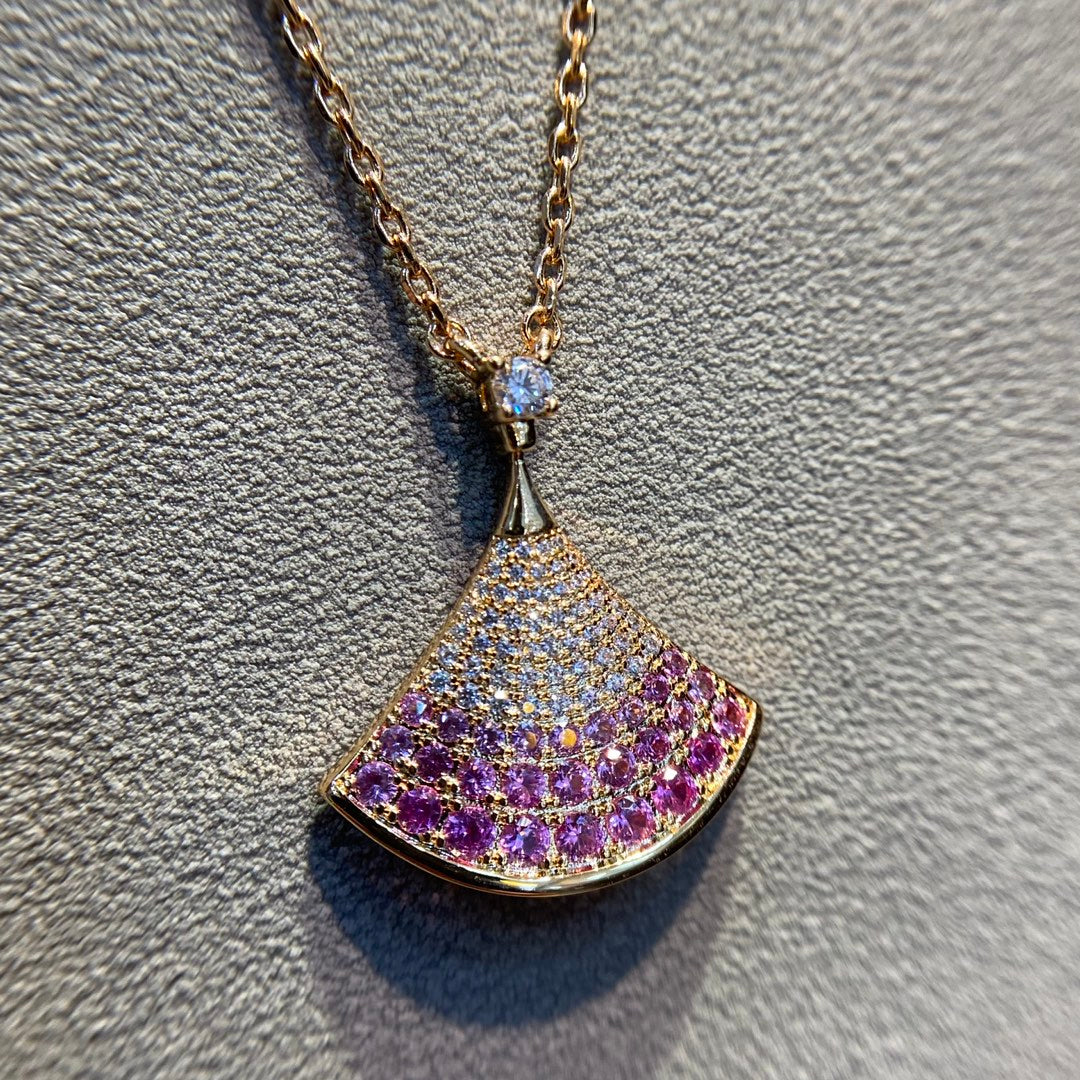Bvlgari Dream Pink Cubic Zirconia Paved Necklace