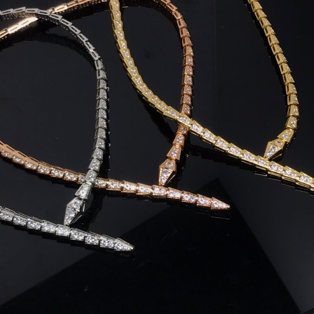 Bvlgari Serpent Viper Cubic Zirconia Paved Necklace