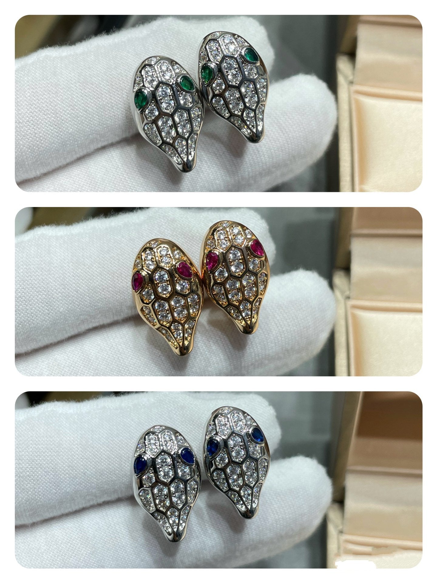Bvlgari Serpent Cubic Zirconia Stud Earrings