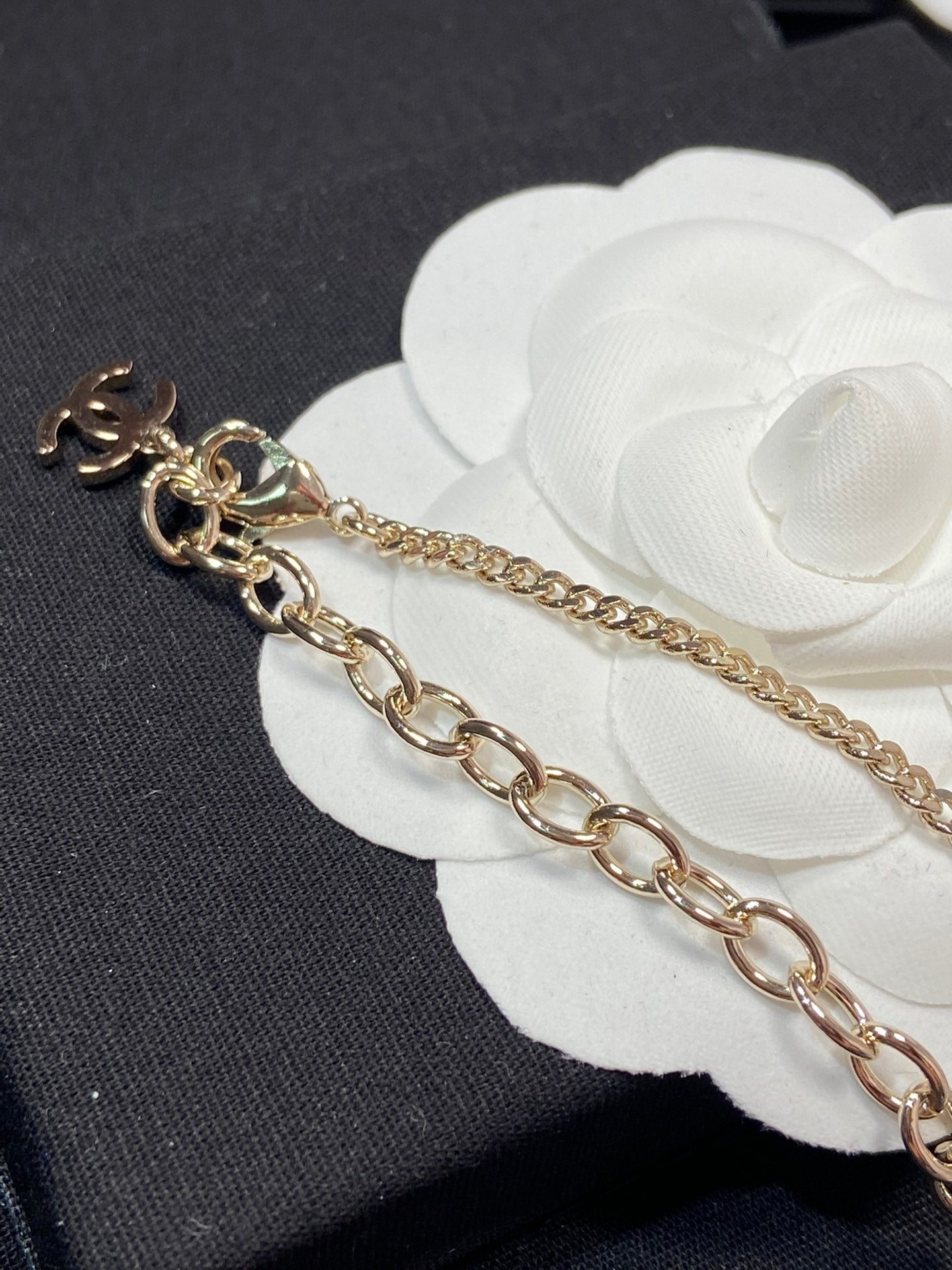 Chanel Pendant Half Cubic Zirconia Pink Gold Necklace