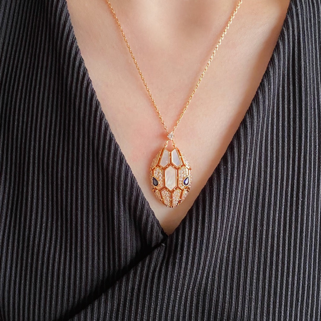Bvlgari Serpent Pink Gold Cubic Zirconia Necklace