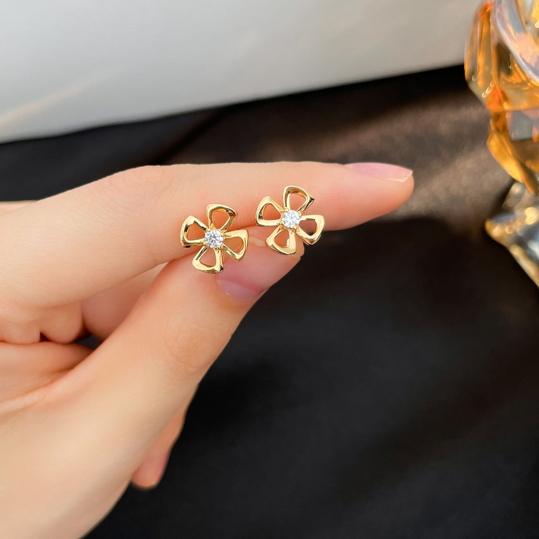Bvlgari Fiorever Mini Cubic Zirconia Stud Earrings