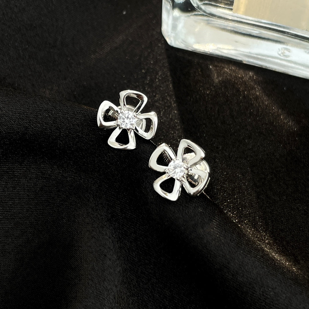Bvlgari Fiorever Mini Cubic Zirconia Stud Earrings