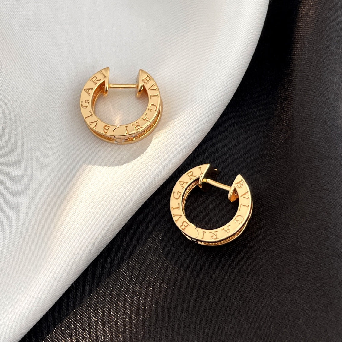 Bvlgari Zero 1 Cubic Zirconia Paved Mini Pink Gold Earrings