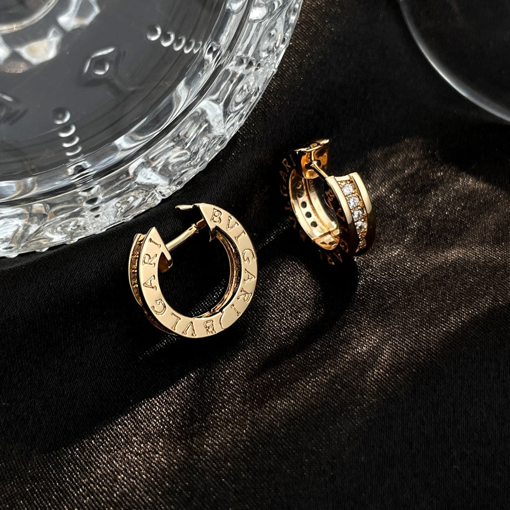 Bvlgari Zero 1 Cubic Zirconia Paved Mini Pink Gold Earrings
