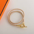 Hermes Glenan Double Tour Gold Leather Bracelet