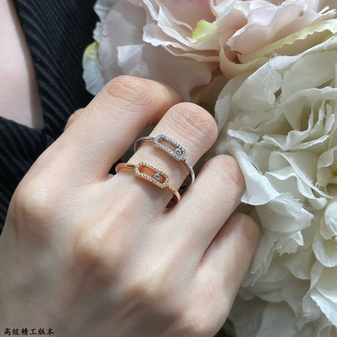 Messika Move Uno Pink Gold Cubic Zirconia Paved Ring