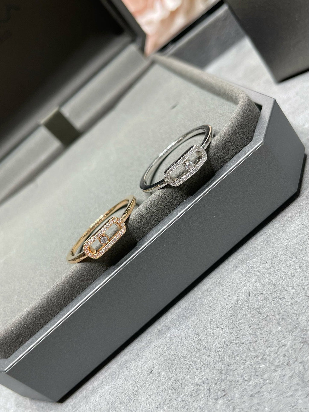 Messika Move Uno Pink Gold Cubic Zirconia Paved Ring
