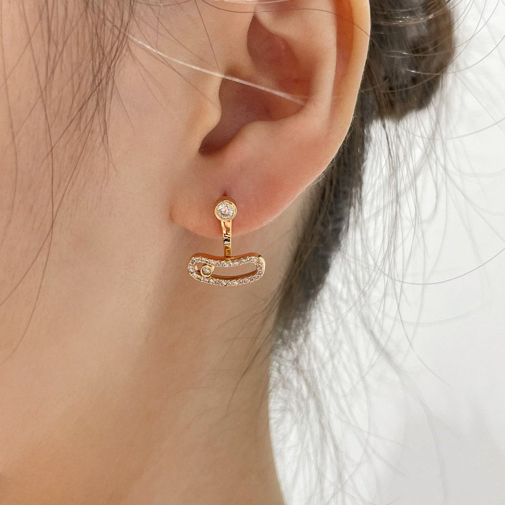 Messika Move Uno Pink Gold Cubic Zirconia Earrings