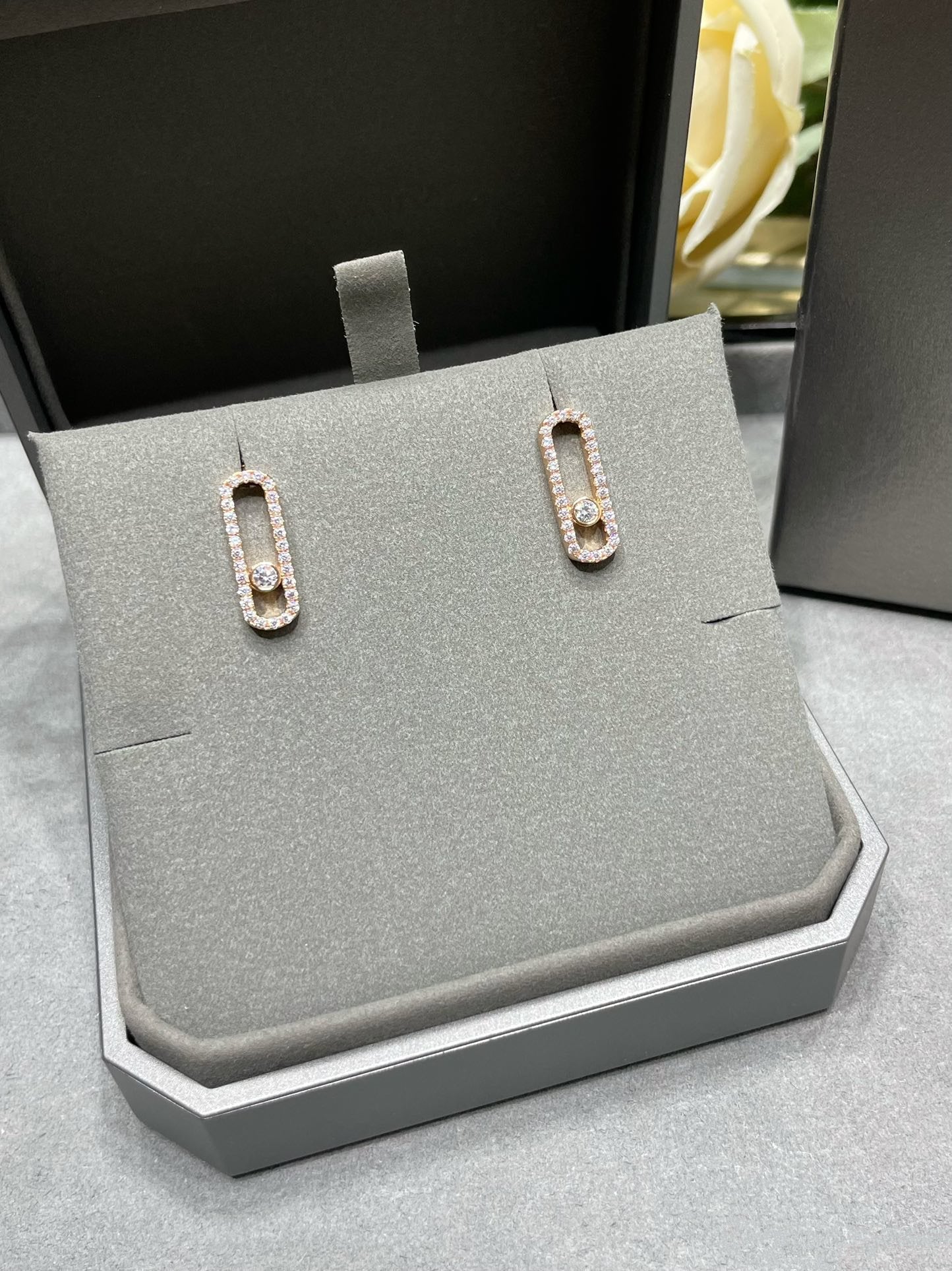 Messika Move Uno Stud Cubic Zirconia Paved Earrings
