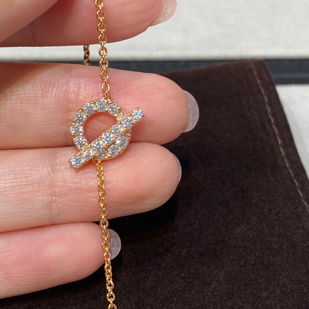 Hermes Finesse Pink Gold Cubic Zirconia Bracelet