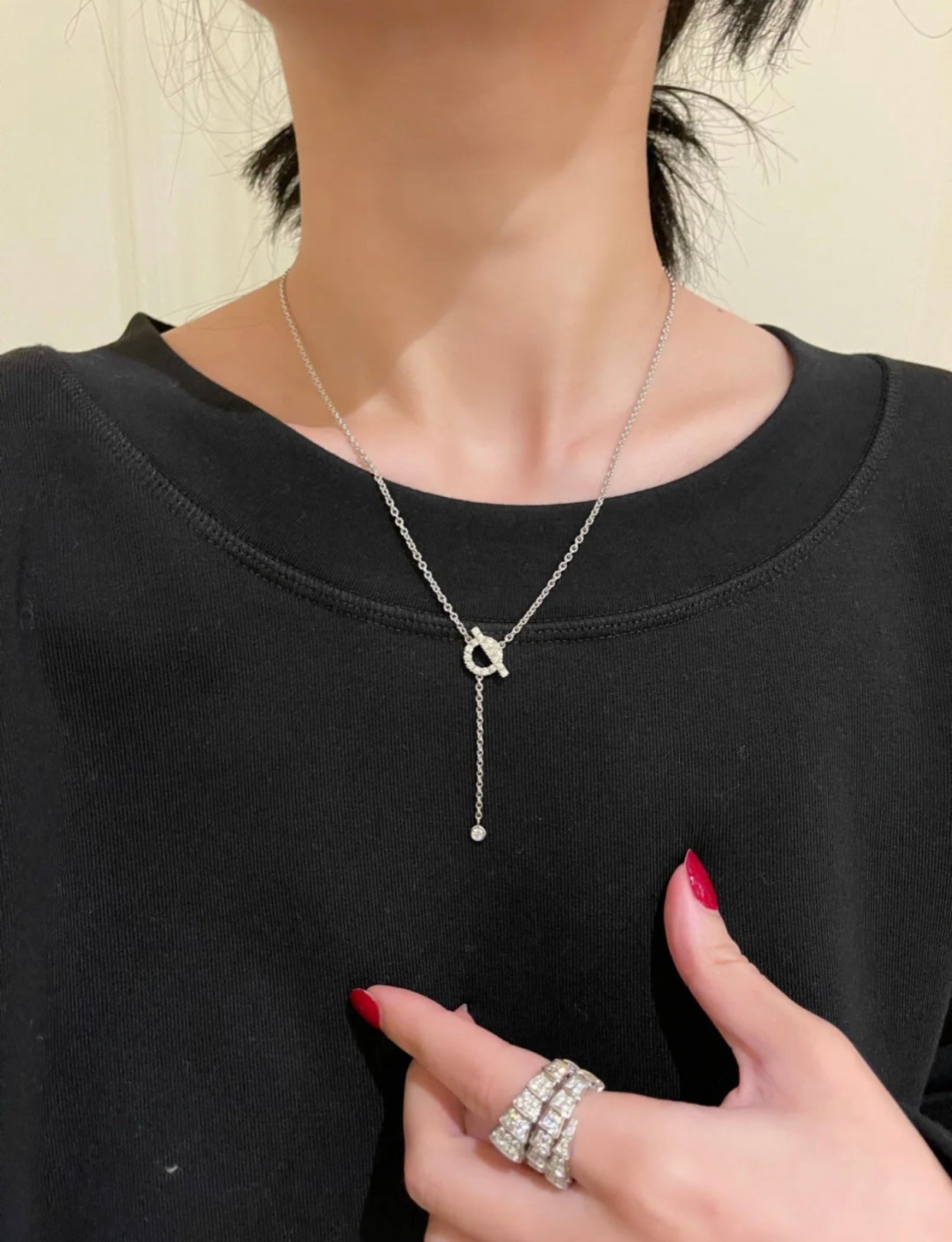 Hermes Finesse Silver Cubic Zirconia Necklace