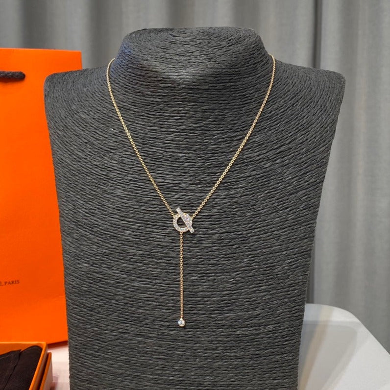 Hermes Finesse Pink Gold Cubic Zirconia Necklace