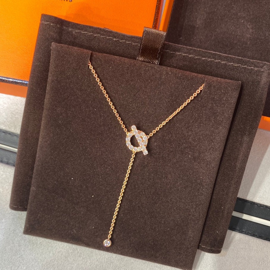 Hermes Finesse Pink Gold Cubic Zirconia Necklace