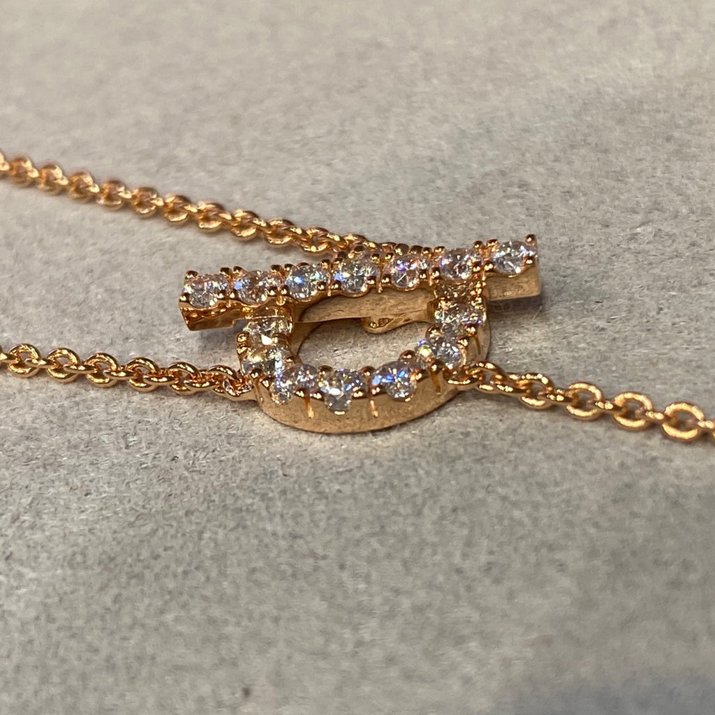 Hermes Finesse Pink Gold Cubic Zirconia Necklace